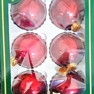 Six Glass 2 5/8" Christmas Tree Bulbs, all matching. Maroon